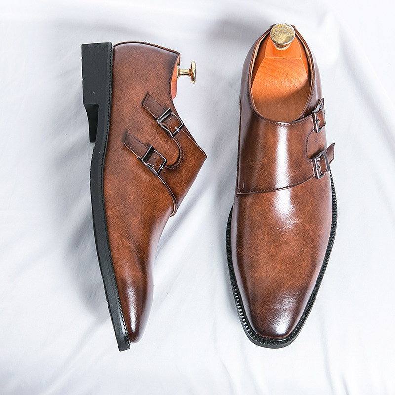 Pointed Leather Shoes for Men Business Casual Slip-On