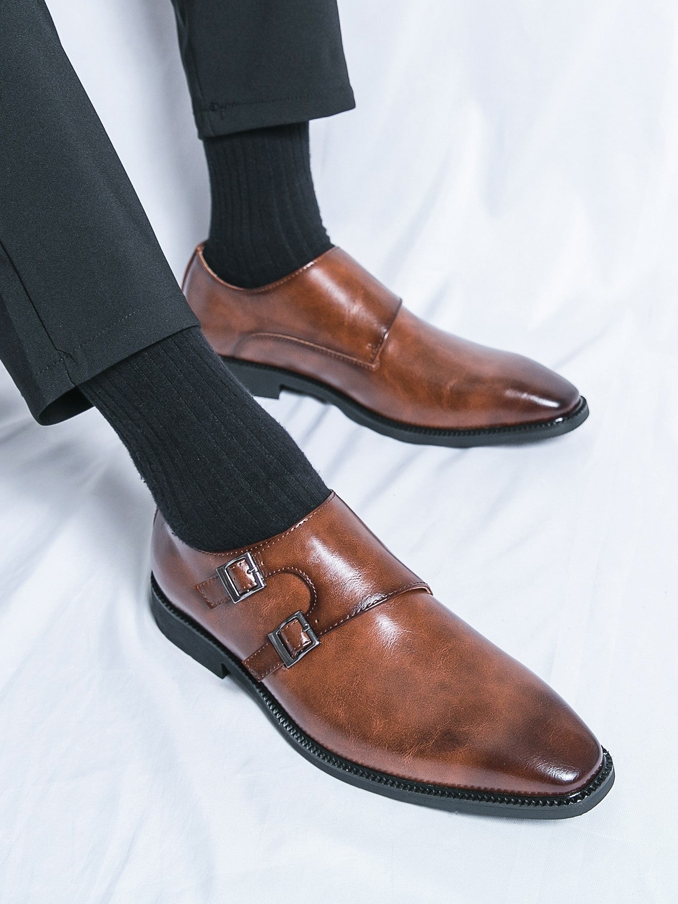 Pointed Leather Shoes for Men Business Casual Slip-On