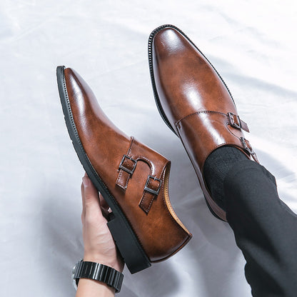 Pointed Leather Shoes for Men Business Casual Slip-On