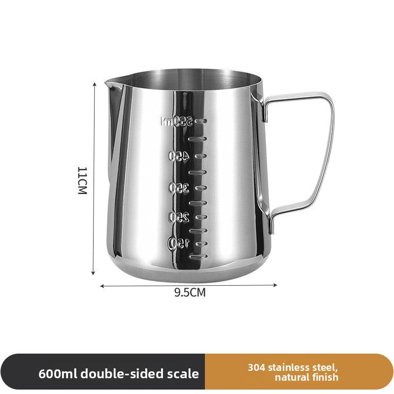 Pointed spout stainless steel latte art measuring cup