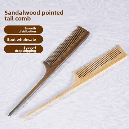 Pointed-tail hairbrush with fine teeth