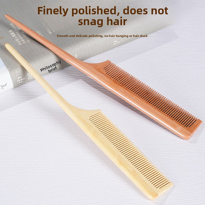 Pointed-tail hairbrush with fine teeth