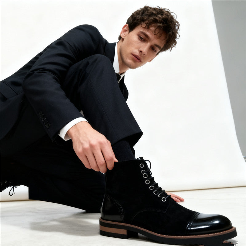 pointed-toe casual men's short boots