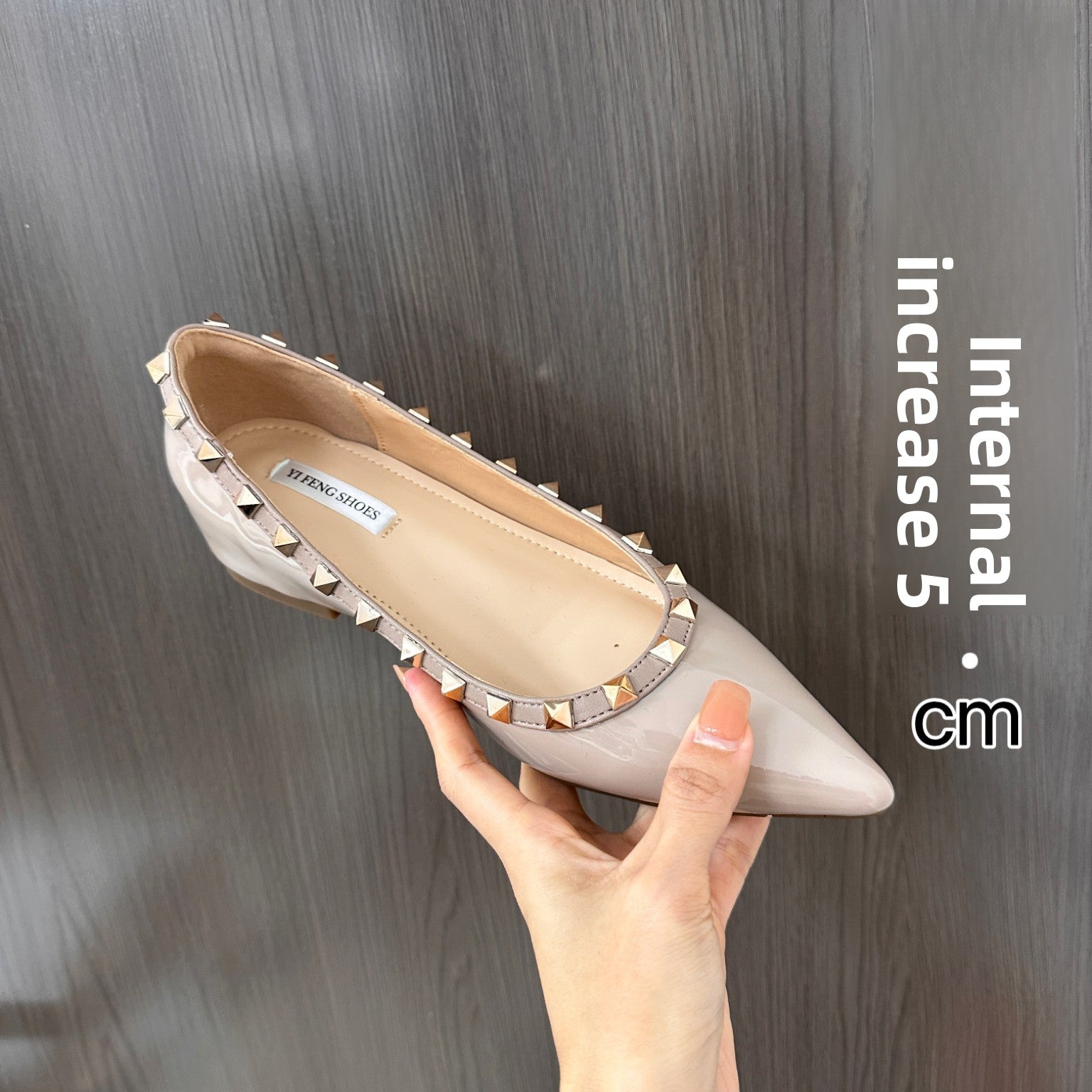 Pointed Toe Rivet Height Increase Flats