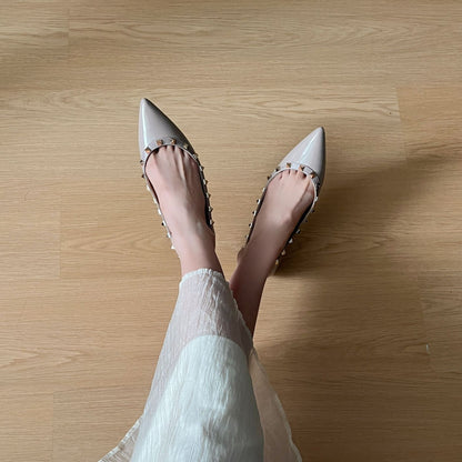 Pointed Toe Rivet Height Increase Flats
