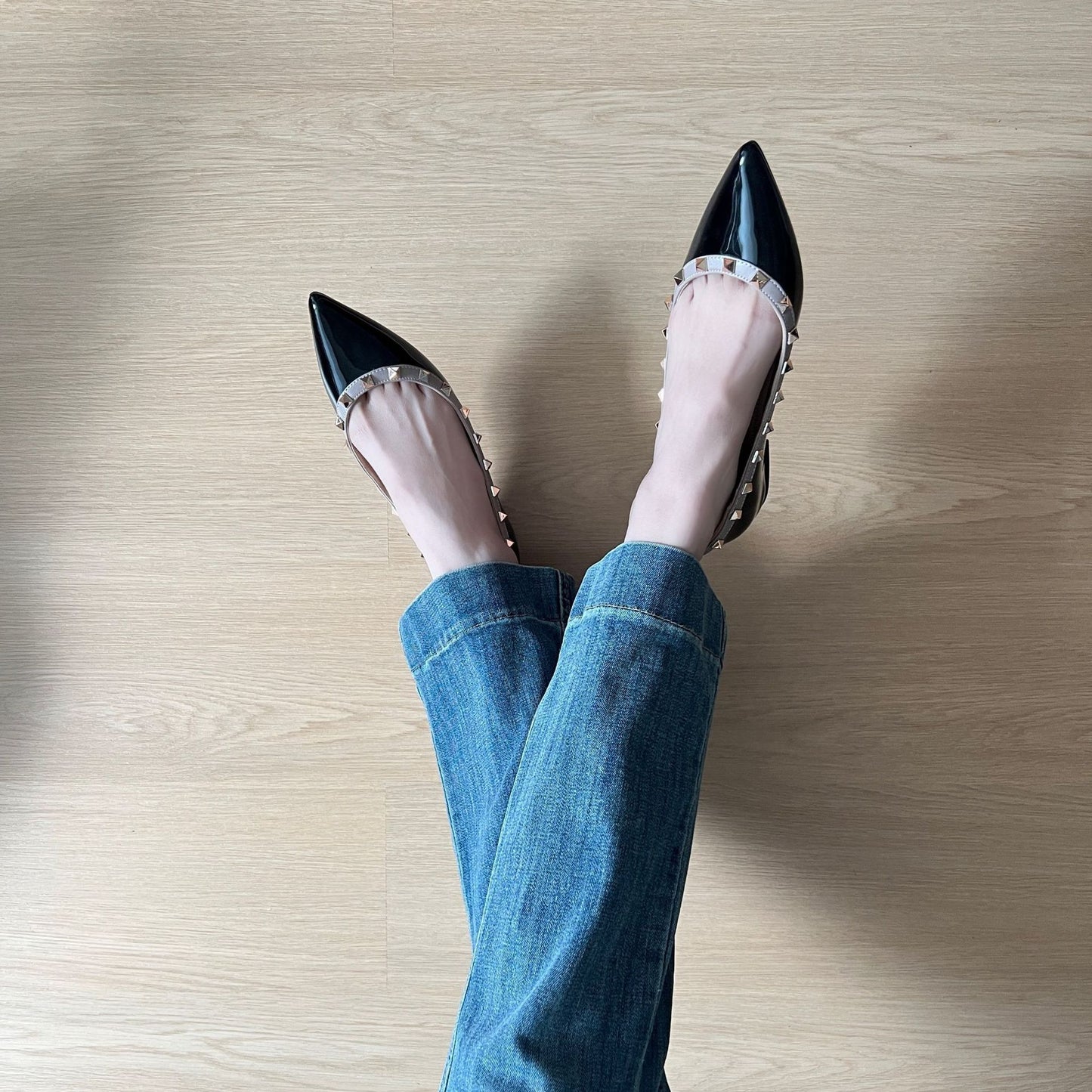 Pointed Toe Rivet Height Increase Flats