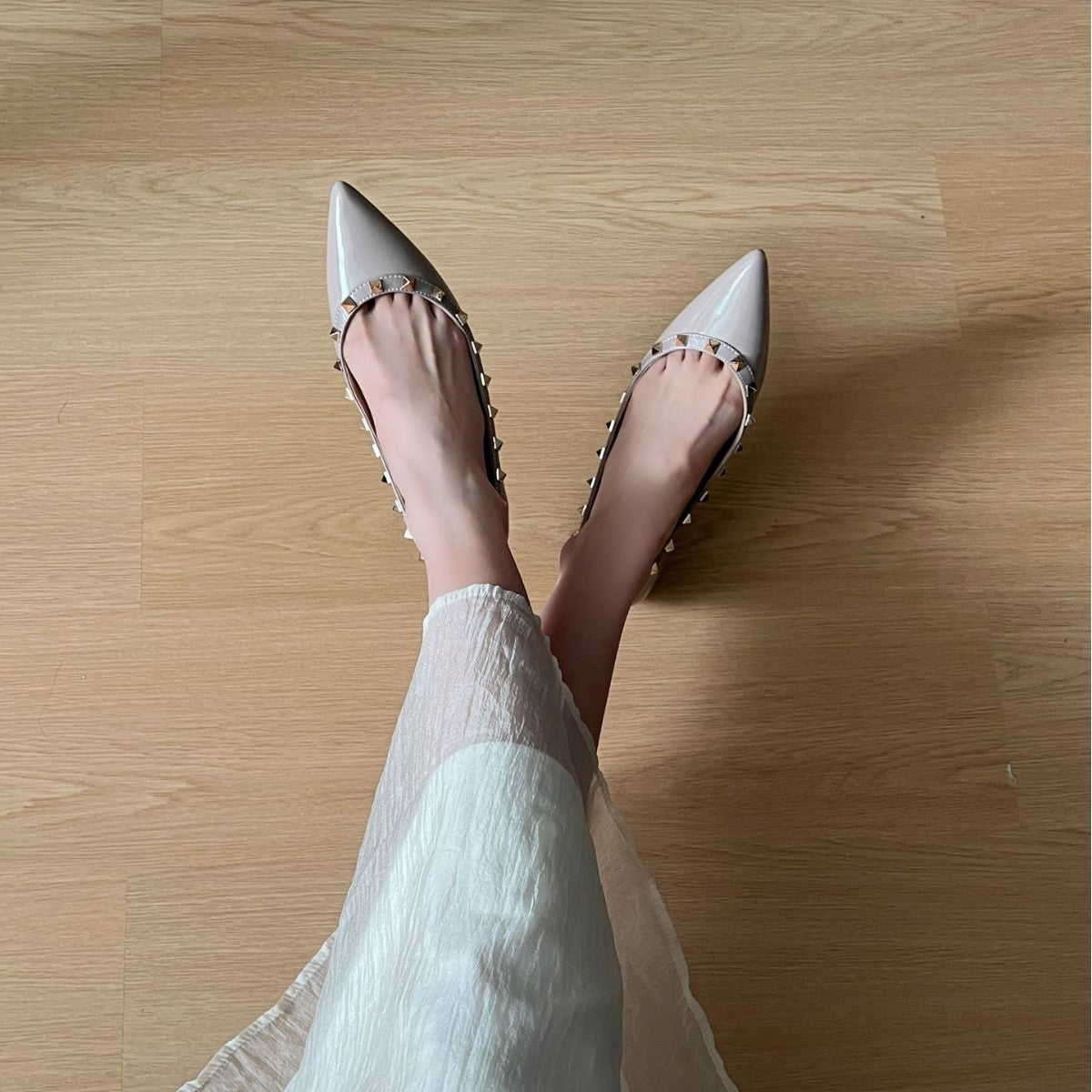Pointed Toe Rivet Height Increase Flats