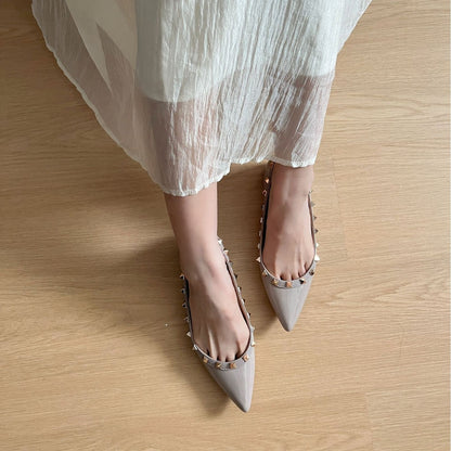 Pointed Toe Rivet Height Increase Flats