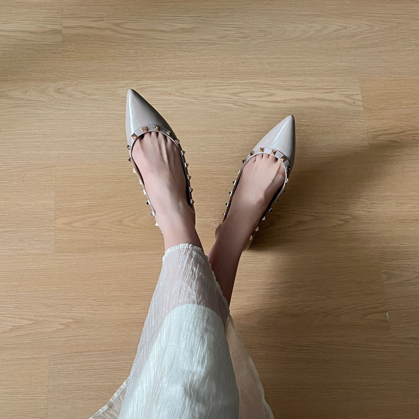 Pointed Toe Rivet Height Increase Flats