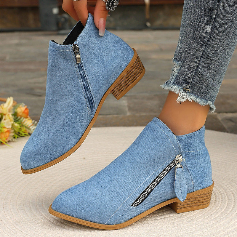 Pointed Toe Side Zipper Boots