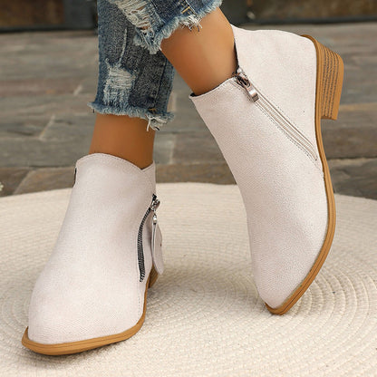 Pointed Toe Side Zipper Boots