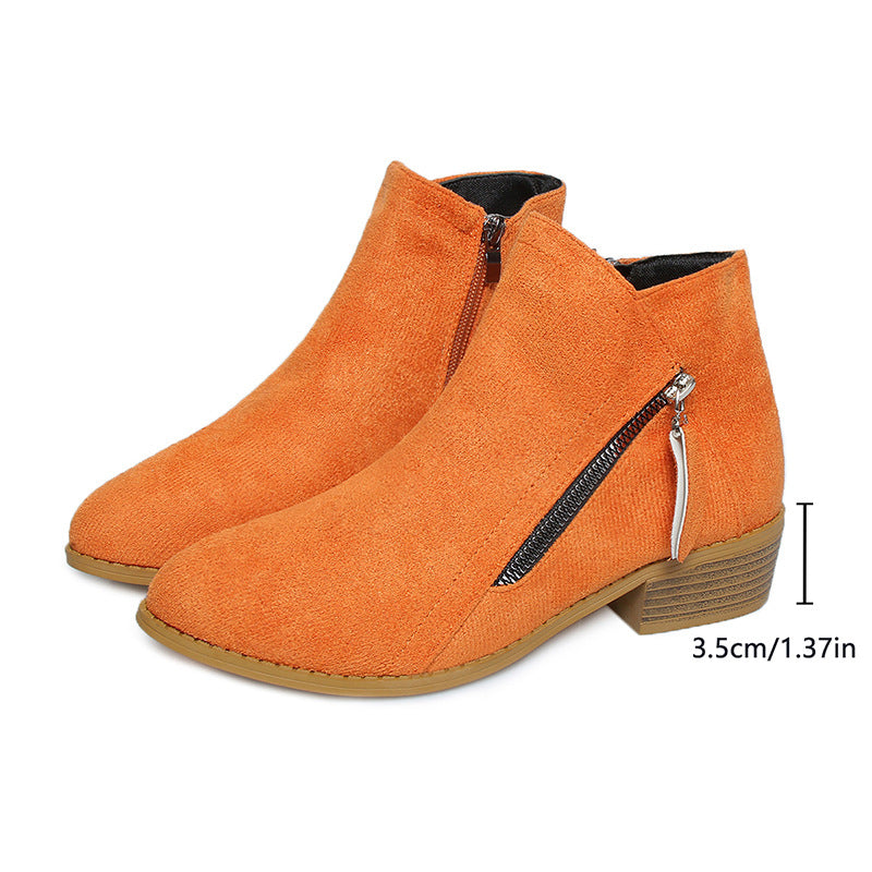 Pointed Toe Side Zipper Boots