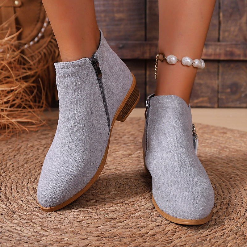 Pointed Toe Side Zipper Boots