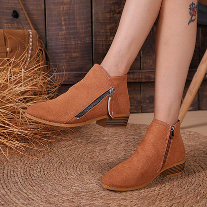Pointed Toe Side Zipper Boots
