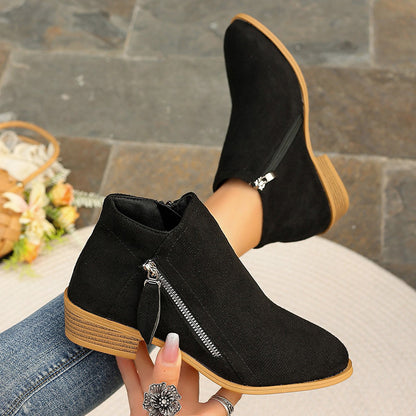 Pointed Toe Side Zipper Boots