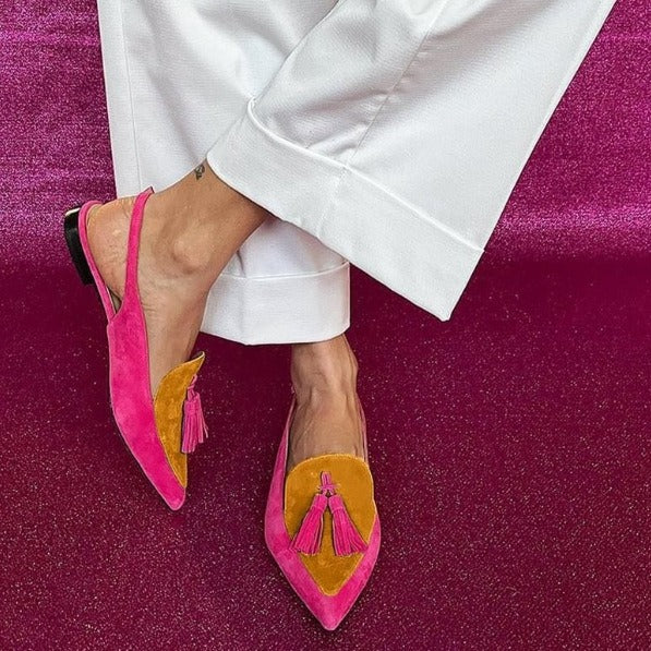 Pointed Toe Tassel Flat Sandals