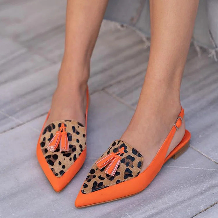 Pointed Toe Tassel Flat Sandals