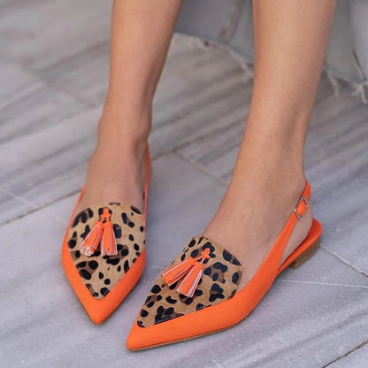 Pointed Toe Tassel Flat Sandals