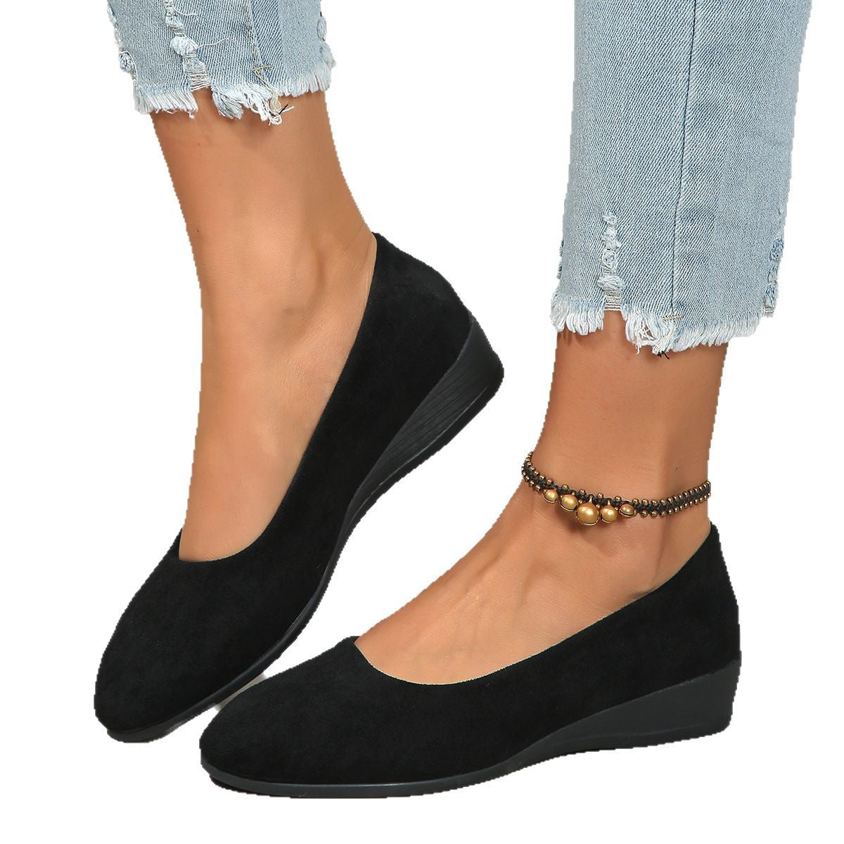 Pointed-Toe Wedge Flat Shoes for Women