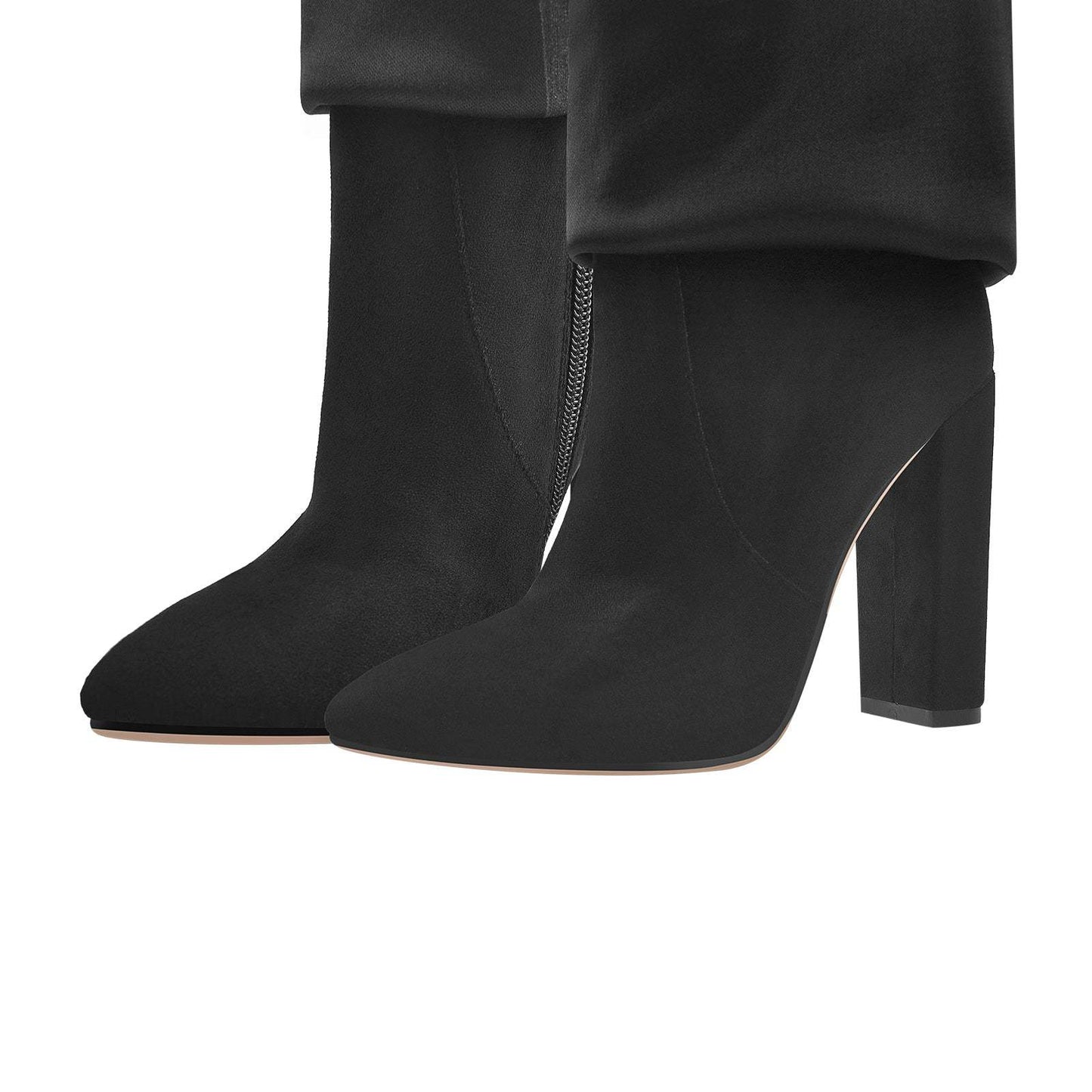 Pointed-Toe Wide-Calf Mid-Calf Boots