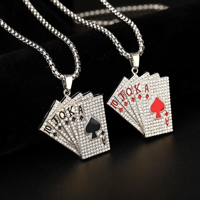 Poker Flush Couple Necklace Hip Hop Jewelry
