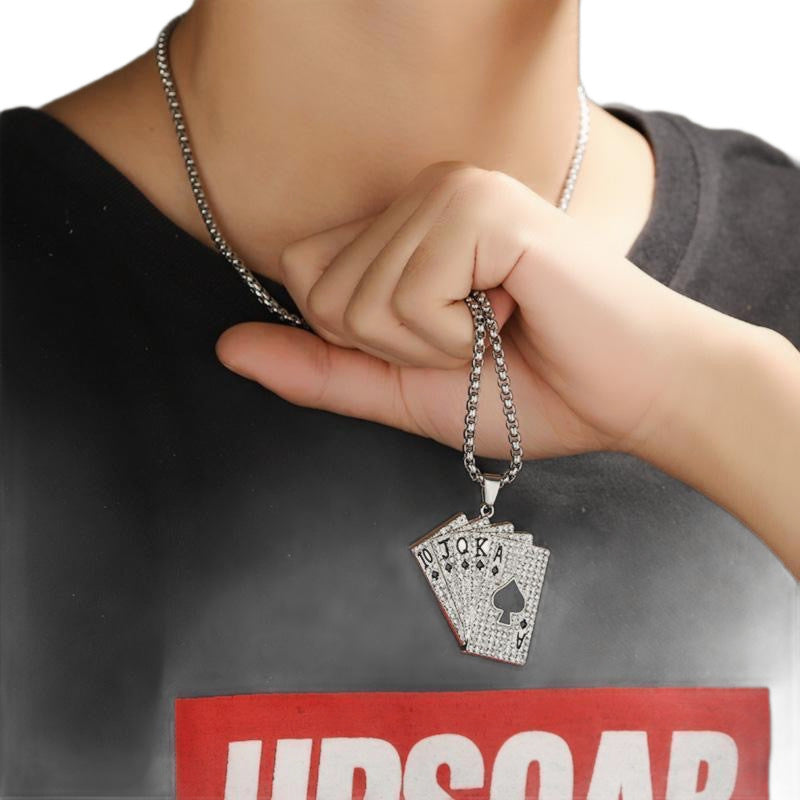 Poker Flush Couple Necklace Hip Hop Jewelry