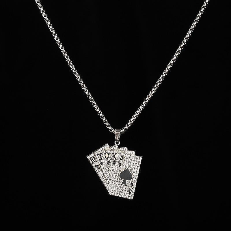 Poker Flush Couple Necklace Hip Hop Jewelry