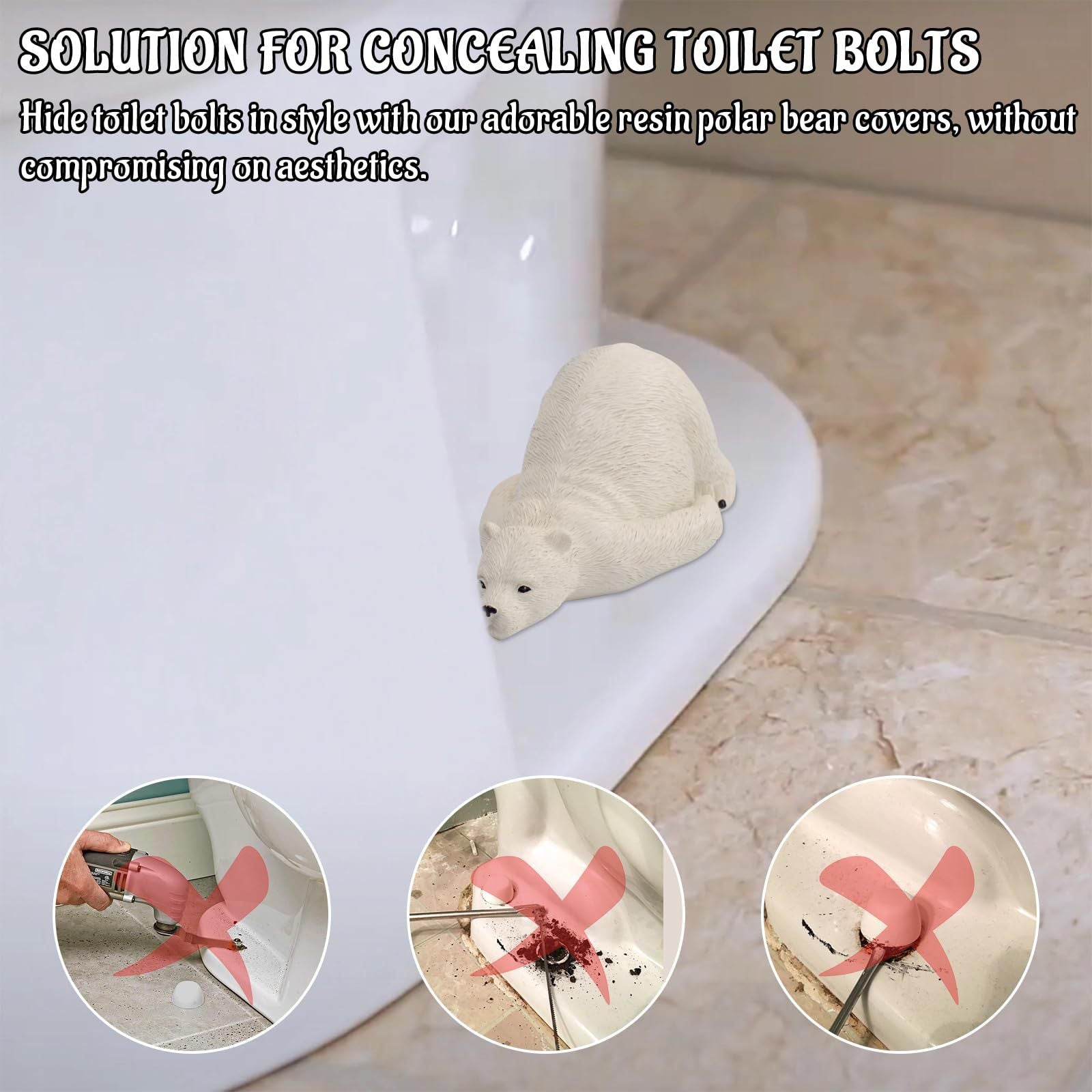 Polar Bear Resin Toilet Bolt Cover Bathroom Decoration
