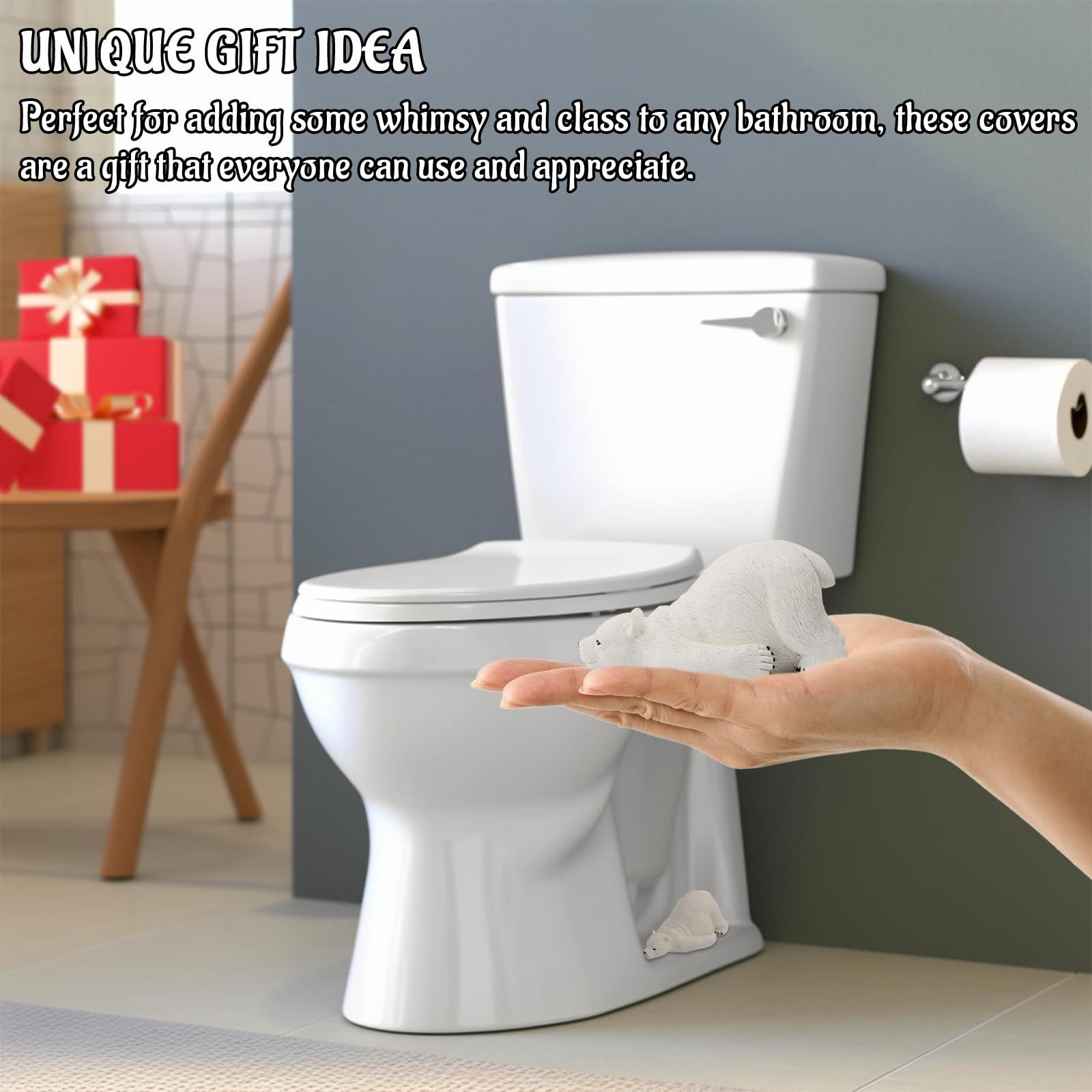 Polar Bear Resin Toilet Bolt Cover Bathroom Decoration