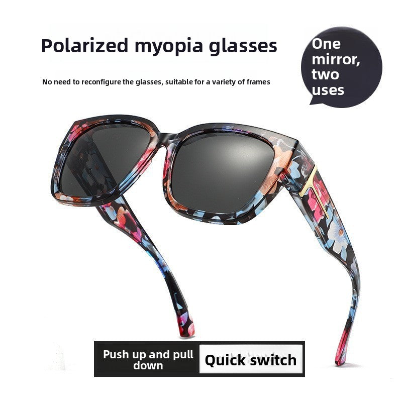 Polarized Clip-On Sunglasses Square Frame