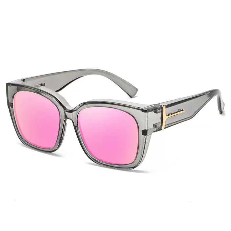 Polarized Clip-On Sunglasses Square Frame