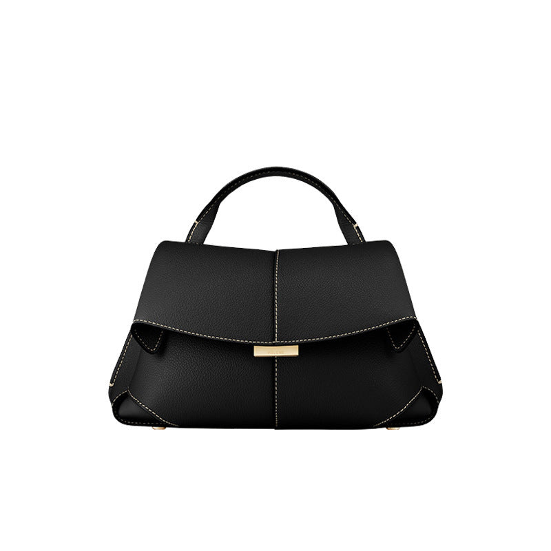 Polene Smile Pleated Genuine Leather Crossbody Bag