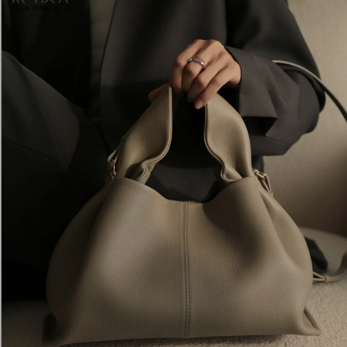 Polene Style Leather Crossbody Bag