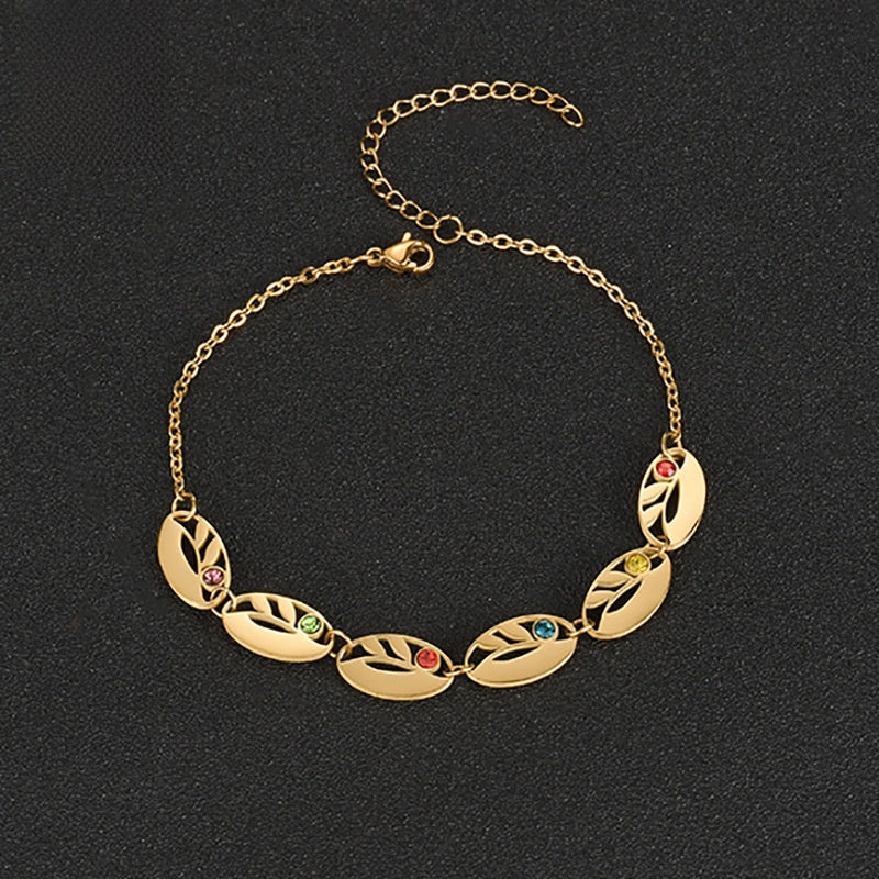 Polished Stainless Steel Oval-Link Bracelet with Diamond Accents
