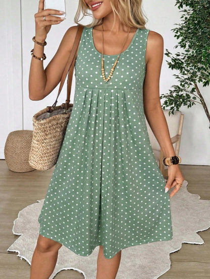 Polka Dot A-Line Sleeveless Dress