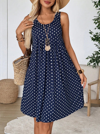 Polka Dot A-Line Sleeveless Dress