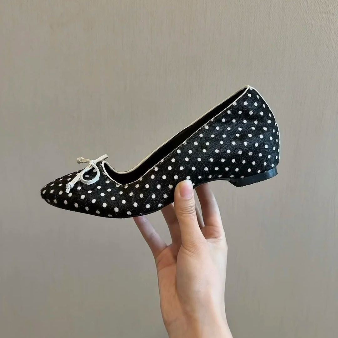 Polka Dot Bow Mary Jane Flat Shoes