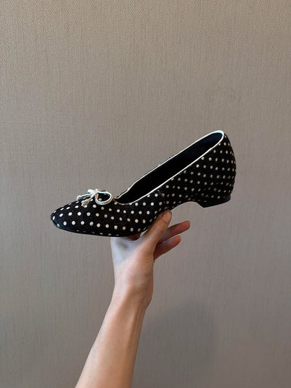 Polka Dot Bow Mary Jane Flat Shoes