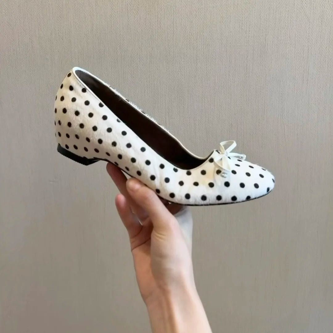 Polka Dot Bow Mary Jane Flat Shoes