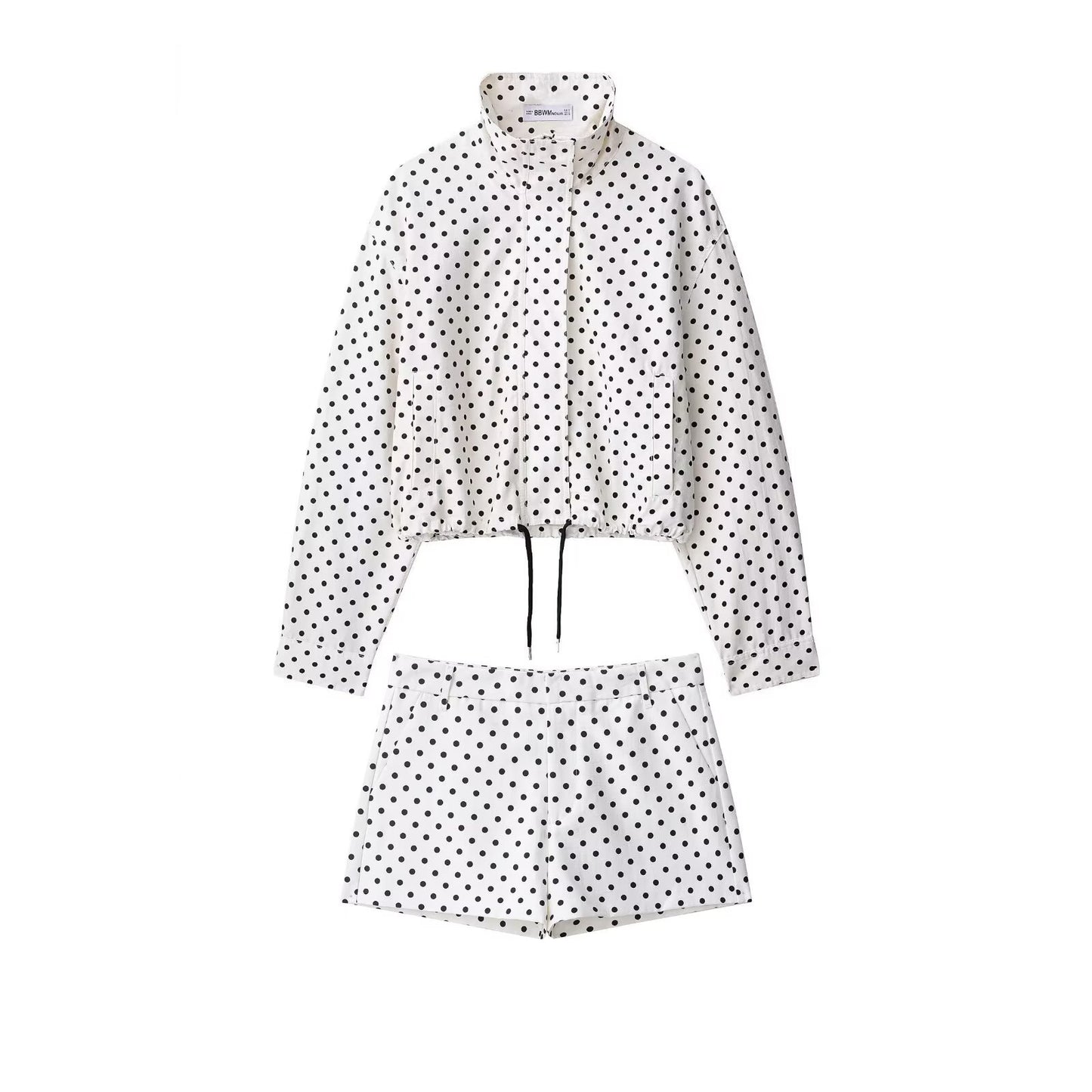 Polka Dot Drawstring Jacket and Pants