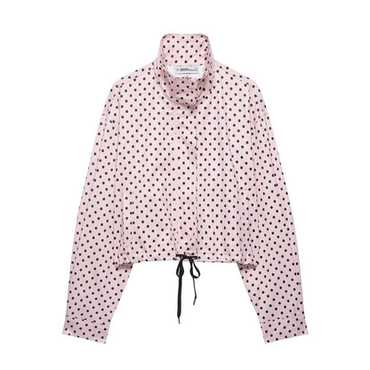 Polka Dot Drawstring Jacket and Pants