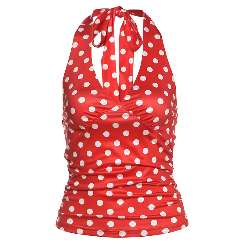 Polka Dot Halter Neck Camisole