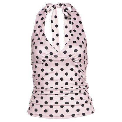 Polka Dot Halter Neck Camisole