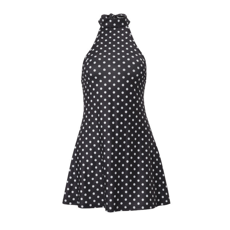 Polka Dot Halter Neck Dress
