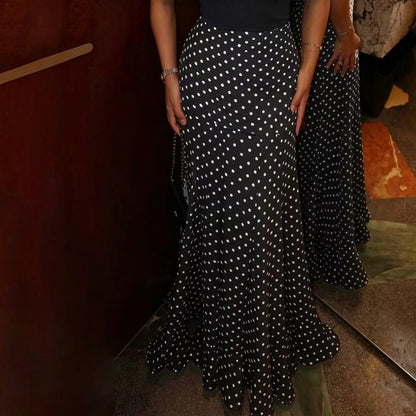 Polka Dot High Waist Chiffon Skirt