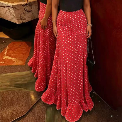 Polka Dot High Waist Chiffon Skirt