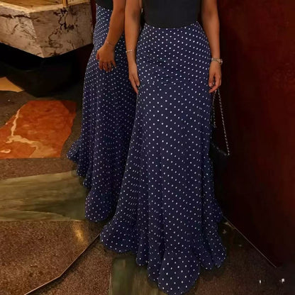Polka Dot High Waist Chiffon Skirt