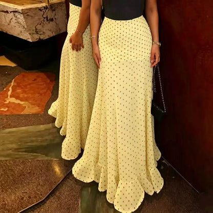 Polka Dot High Waist Chiffon Skirt