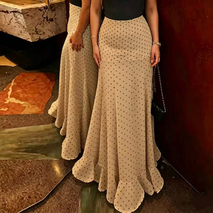 Polka Dot High Waist Chiffon Skirt