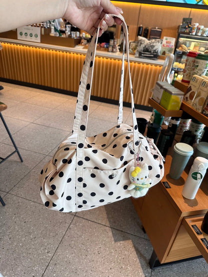 Polka Dot One-Shoulder Bag with Large Capacity
